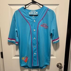 JoJo Siwa Blue Button-Up Jersey with Pink Trim